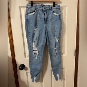 Wax Jean Light Blue Distressed Skinny Jeans Size 14